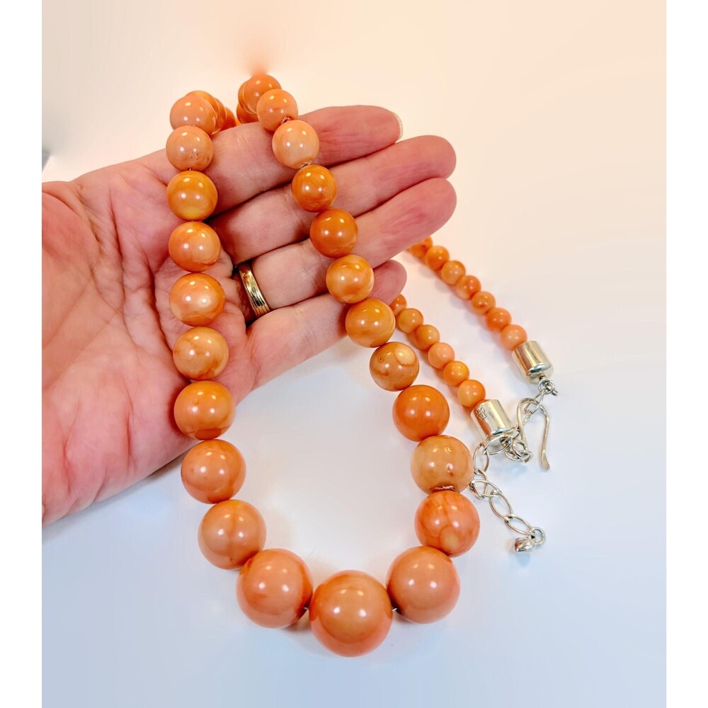 Vintage Coral Necklace, Jay King, DTR, Designer, Angel Skin, Beaded, Salmon